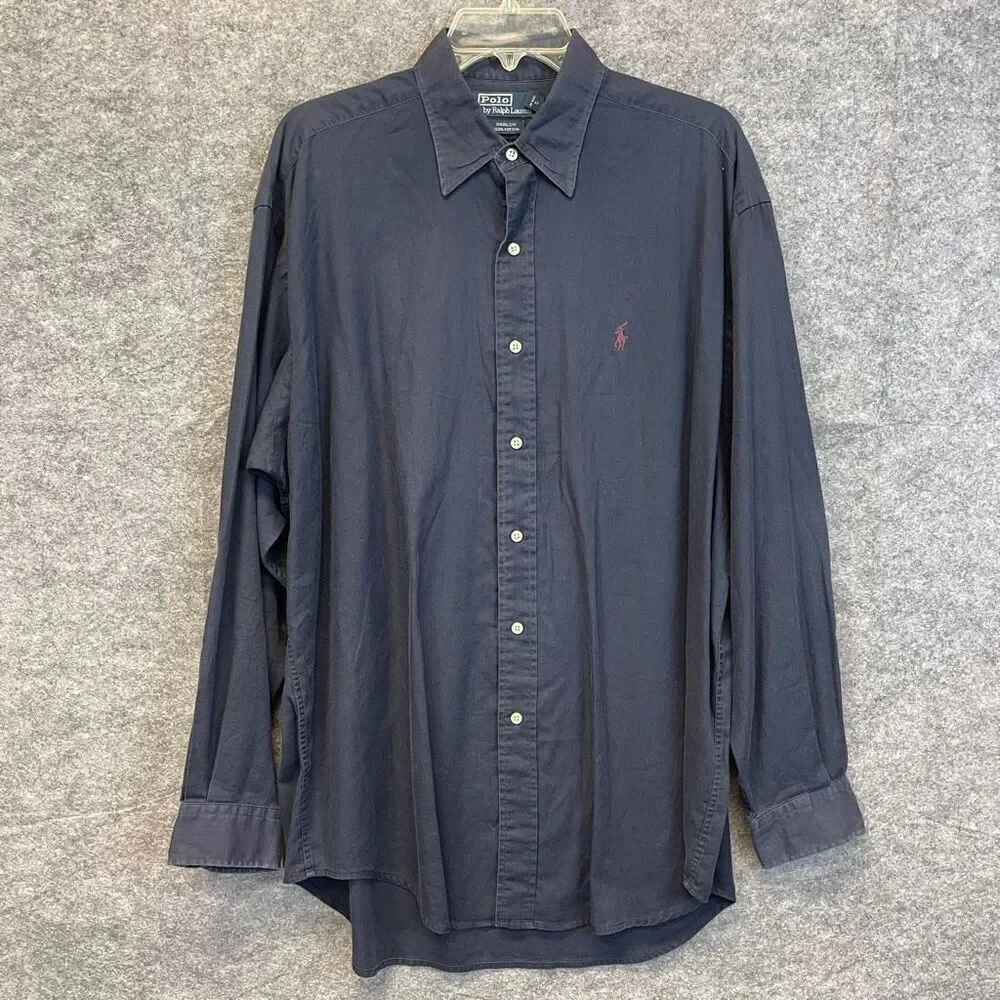 POLO RALPH LAUREN‎ Shirt Men’s Large Blue Harlow Cotton Long Sleeve Button Down